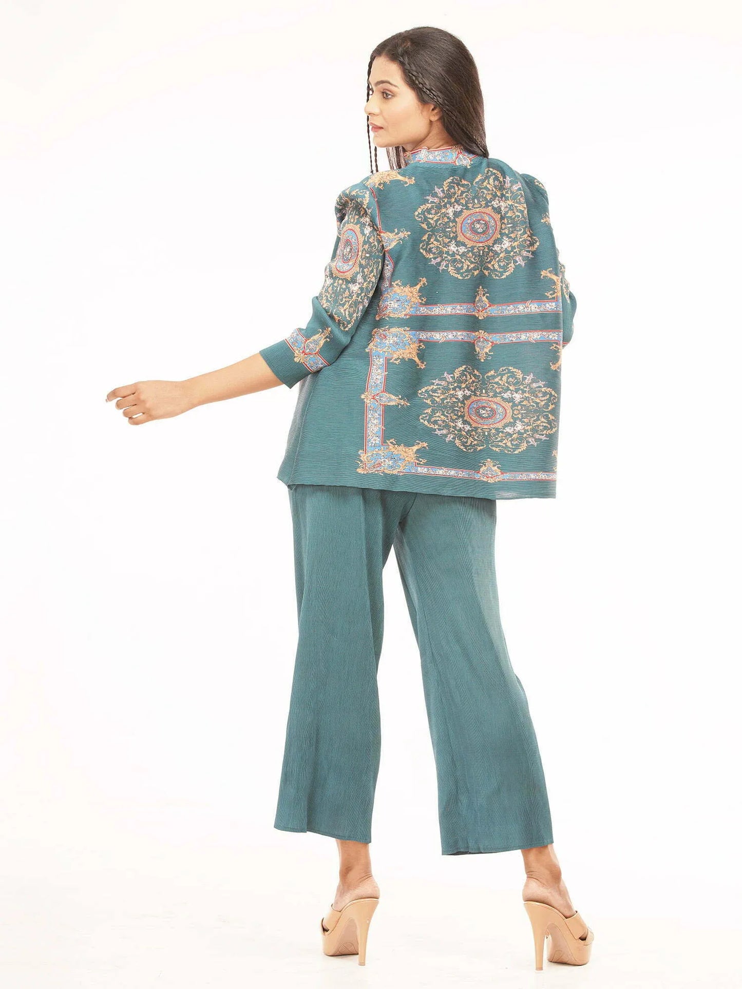 Azure Full Sleeve Printed Dress