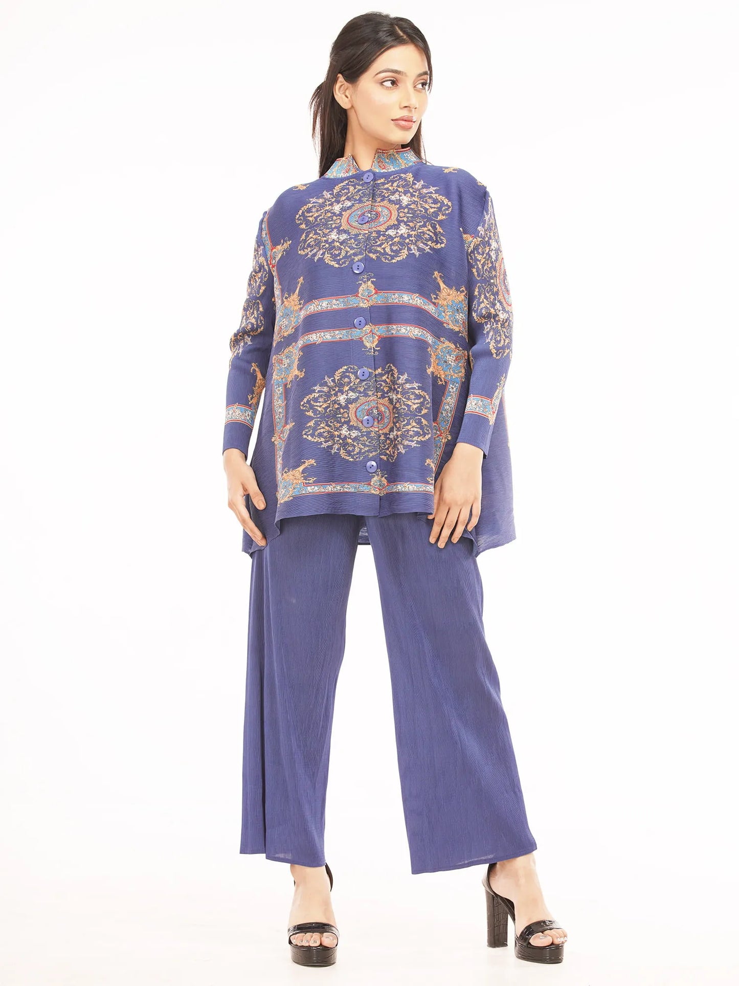 Azure Full Sleeve Printed Dress