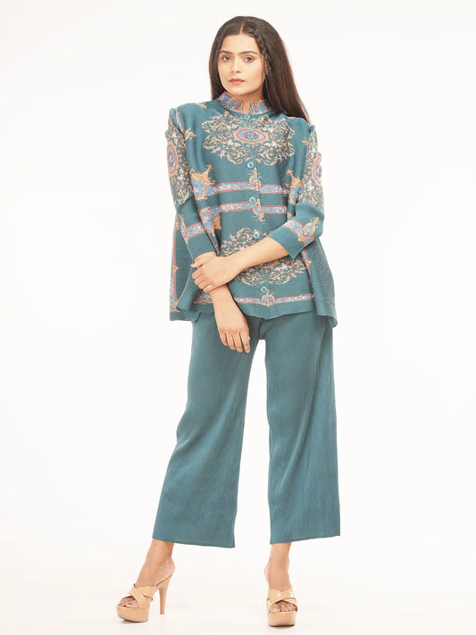 Azure Full Sleeve Printed Dress