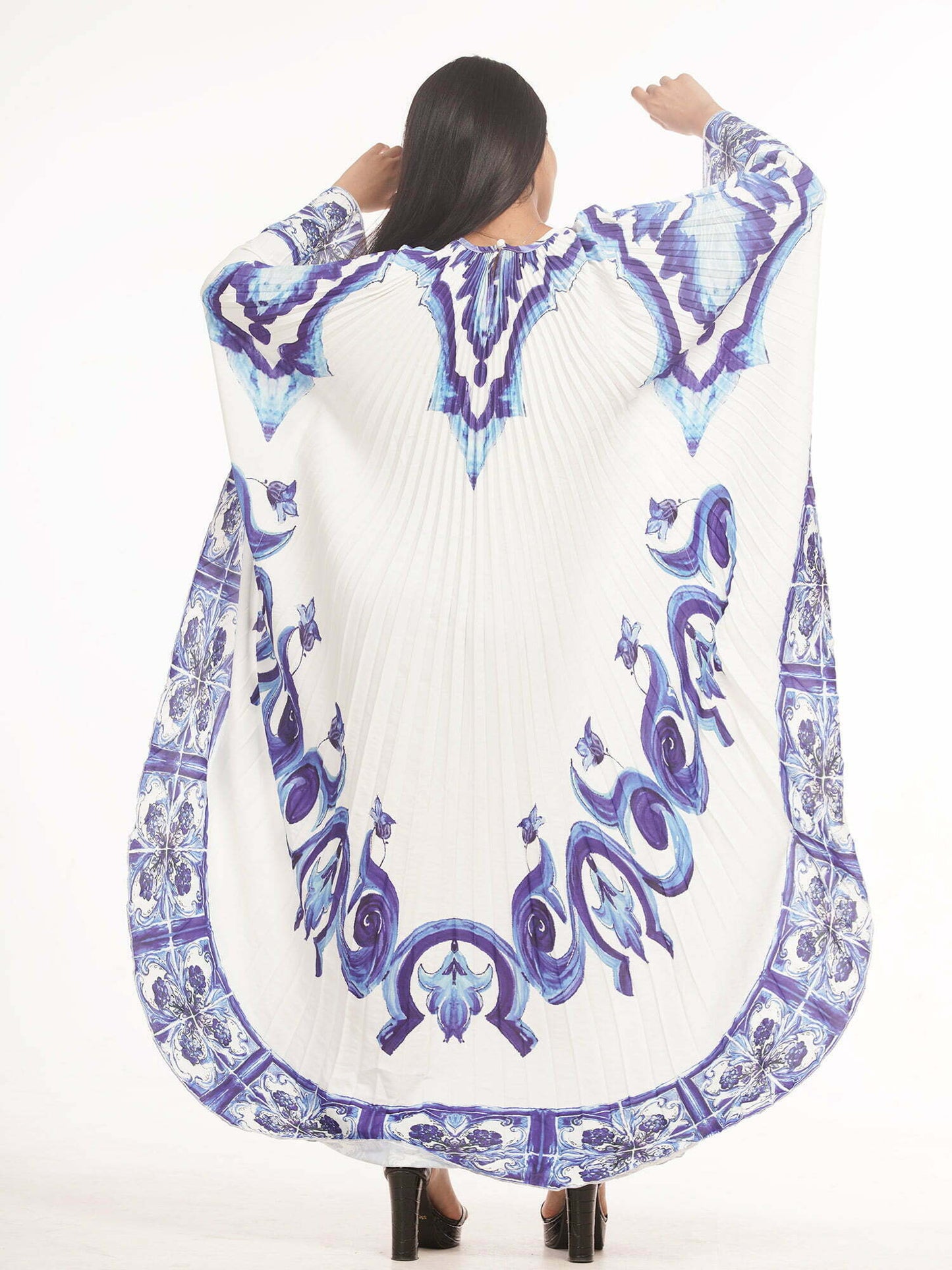 Multicolor Pleated Dress Free Size