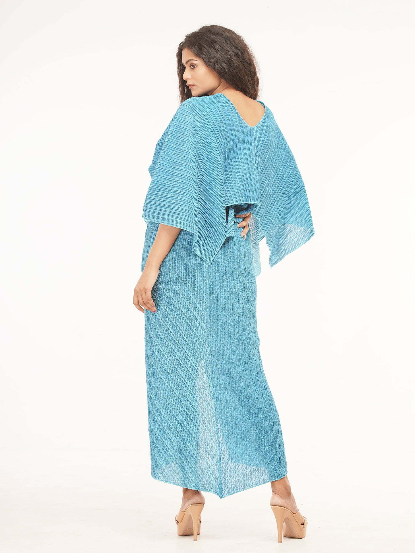 Summer Notched Pleated Dress