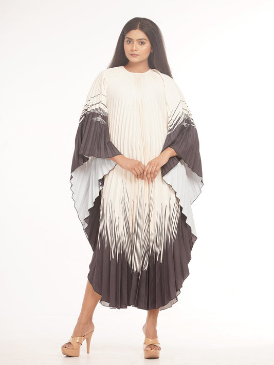 Multicolor Pleated Dress Free Size