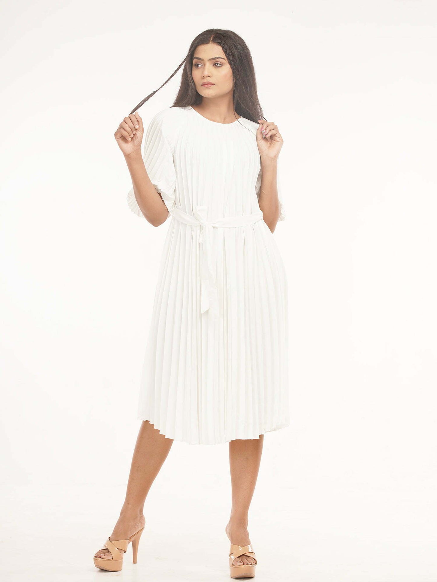 White Poly knit skirt