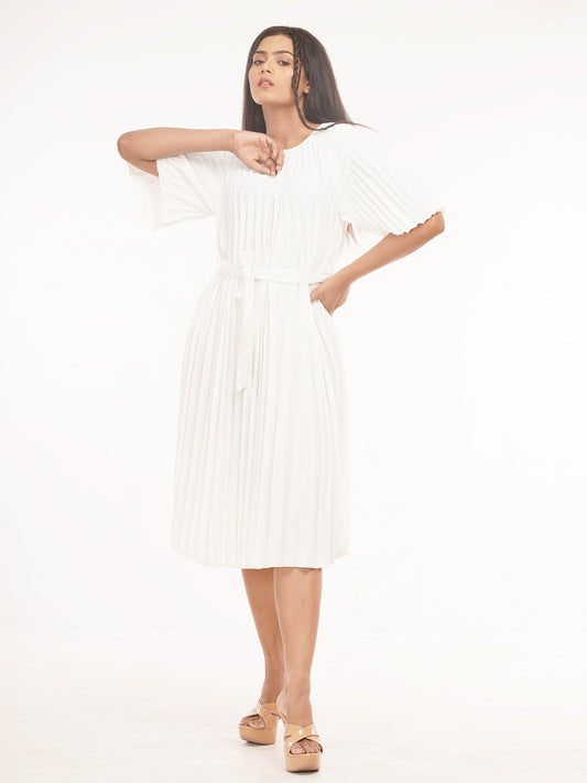 White Poly knit skirt