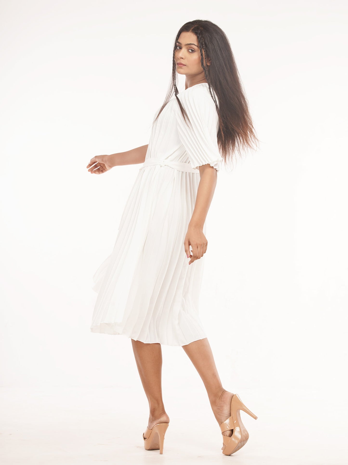 White Poly knit skirt