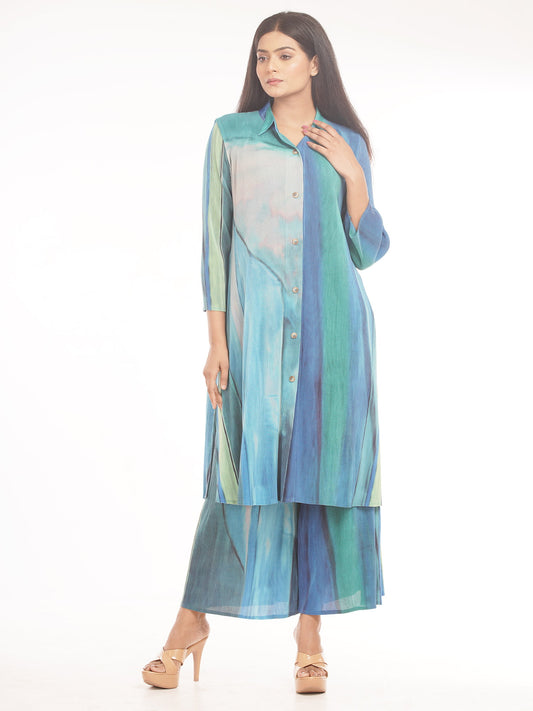 Polyester Button Down Tunic And Set