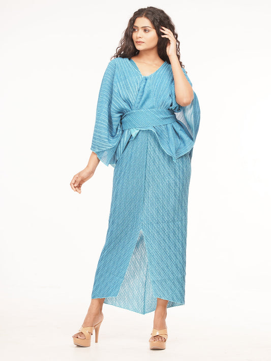 Summer Notched Pleated Dress